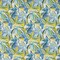 Aqua Stain Resistant Performance Pet Friendly Leaves Botanical Print Upholstery Fabric by The Yard - SKU: Lyla Seabreeze